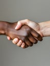 Interracial handshake on a neutral background. Royalty Free Stock Photo