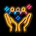 interracial idyllic neon glow icon illustration