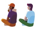 interracial men seated back character Royalty Free Stock Photo