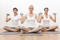 Interracial Yoga Group Women Weight Training Royalty Free Stock Photo