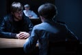 Interrogation in a dark room Royalty Free Stock Photo