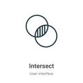Intersect outline vector icon. Thin line black intersect icon, flat vector simple element illustration from editable user