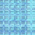 Intersected, interweaved irregular lines, stripes blue grid pattern. Interlocking, weaved curvy and jagged lines, stripes. Tweaked Royalty Free Stock Photo
