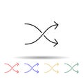 intersecting arrows multi color style icon. Simple thin line, outline vector of web icons for ui and ux, website or mobile Royalty Free Stock Photo