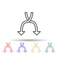 intersecting arrows multi color style icon. Simple thin line, outline vector of web icons for ui and ux, website or mobile Royalty Free Stock Photo