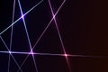 Intersecting glowing laser security beams on a dark background.Art design shine light ray.Laser field.