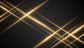 Intersecting golden light lines creating a geometric pattern on a dark background Royalty Free Stock Photo