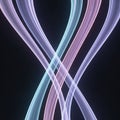 Intersecting light trails in shades of pink and blue against a Royalty Free Stock Photo