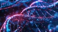 An intersecting maze of information and genetic material symbolizing the complex merging of biology and technology in