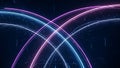 Intersecting neon light trails forming arches against a dark starry background abstract Royalty Free Stock Photo