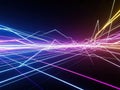 Intersecting neon lights in a dark space Royalty Free Stock Photo