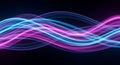 Intersecting Waves of Bright Blue and Pink Neon Light Trails on a Dark Background abstract Royalty Free Stock Photo
