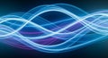 Intersecting Waves of Electric Blue and Soft Purple Light Trails Creating a Symmetrical Abstract Pattern Royalty Free Stock Photo