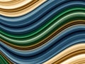Intersecting wavy stripes of deep blue green tan and brown creating a textured abstract pattern Keywords: abstract, pattern, wavy Royalty Free Stock Photo