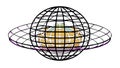 Intersecting wireframe globe. Complex network symbol, vector design Generative AI Royalty Free Stock Photo