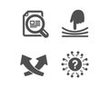 Intersection arrows, Elastic and Check article icons. Question mark sign. Vector