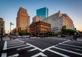 The intersection of Berkeley and Newbury Streets, in Back Bay, B Royalty Free Stock Photo