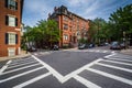 Intersection in Bunker Hill, Charlestown, Boston, Massachusetts. Royalty Free Stock Photo