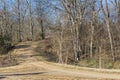 Intersection of dirt roads in a barren winter landscape Royalty Free Stock Photo