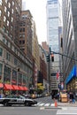 Intersection of East 44th Street and 5th Avenue with NYPD car Royalty Free Stock Photo