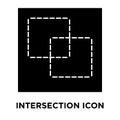 Intersection icon vector isolated on white background, logo concept of Intersection sign on transparent background, black filled Royalty Free Stock Photo