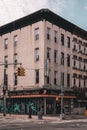 The intersection of Manhattan Ave and Grand Street in Williamsburg, Brooklyn, New York City