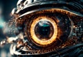 intersection metallic generative biology robotic ai eye glowing circuitry technology details representing futuristic intelligence