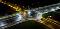 intersection at night from the drone