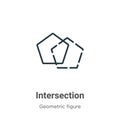 Intersection outline vector icon. Thin line black intersection icon, flat vector simple element illustration from editable