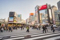 intersection in Shinjuku City, a commercial district in Tokyo, Japan