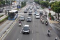 the intersection of Thamrin Jakarta, Indonesia red light.