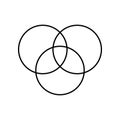 Intersection of three sets circles. Venn diagram of 3 sets