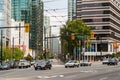 Intersection of West Pender Street and Georgia Street in Vancouver downtown Royalty Free Stock Photo