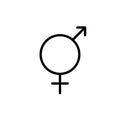 Intersex person symbol. Visual gender representation. Circle with cross and arrow. Pixel perfect, editable stroke icon