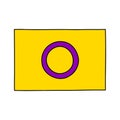 Intersex pride flag doodle icon, vector color line illustration