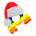 Intersex or transgender LGBT symbol with Santa Claus red Christmas hat, 3D rendering