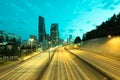 Interstate 5 and downtown Seattle at dawn Royalty Free Stock Photo