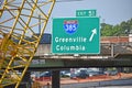 An I-385 interstate highway exit sign