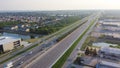 Interstate Highway I-10 along Little Woods and Read Boulevard East urban neighborhoods in New Orleans, Louisiana, USA with Royalty Free Stock Photo