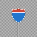 Interstate highway road sign. Isolated on a transparent background. Royalty Free Stock Photo