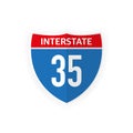 Interstate highway 35 road sign icon isolated on white background. Vector illustration. Royalty Free Stock Photo