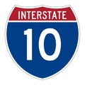 Interstate highway 10 road sign