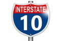 Interstate highway 10 road sign isolated on white background Royalty Free Stock Photo