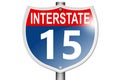 Interstate highway 15 road sign isolated on white background Royalty Free Stock Photo