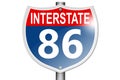 Interstate highway 86 road sign isolated on white background Royalty Free Stock Photo