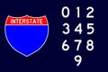 Interstate Highway sign, blank, with scalable Highway Gothic numbers and text