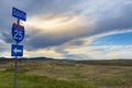 An Interstate highway 25 sign, with mountains on the background, in the State of Colorado Royalty Free Stock Photo