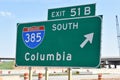 An interstate highway sign on temporay supports