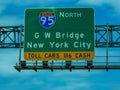 Interstate 95 North George Washington Bridge and New York City sign Royalty Free Stock Photo