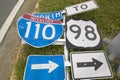 Interstate road signs blown down from Hurricane Royalty Free Stock Photo